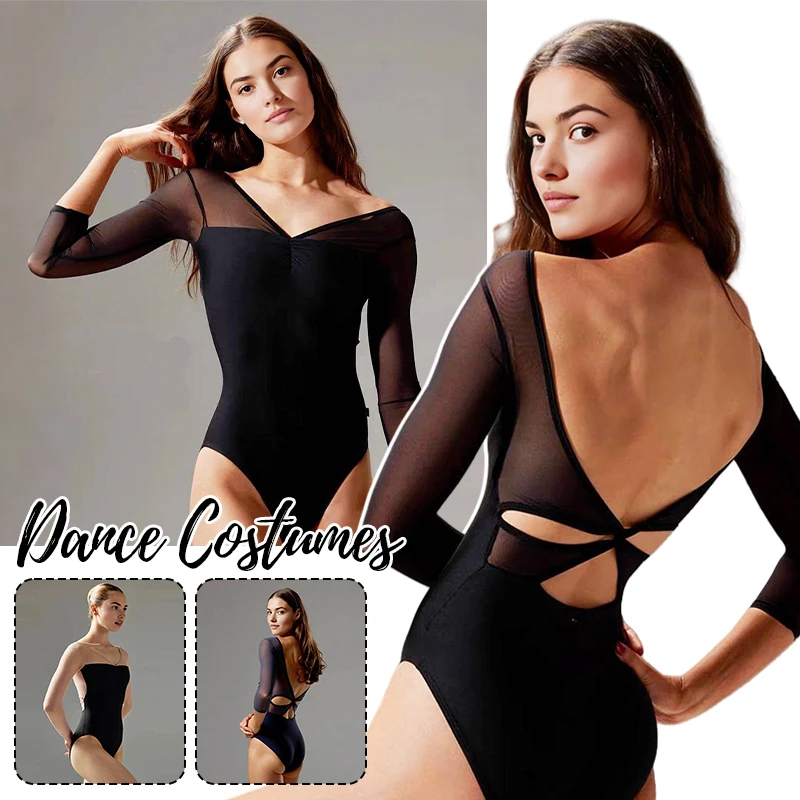 

Women Ballet Leotards Gymnastics Kink Dance Bodysuits Costumes Adult Patchwork Mesh One-piece Yoga Practice Clothes