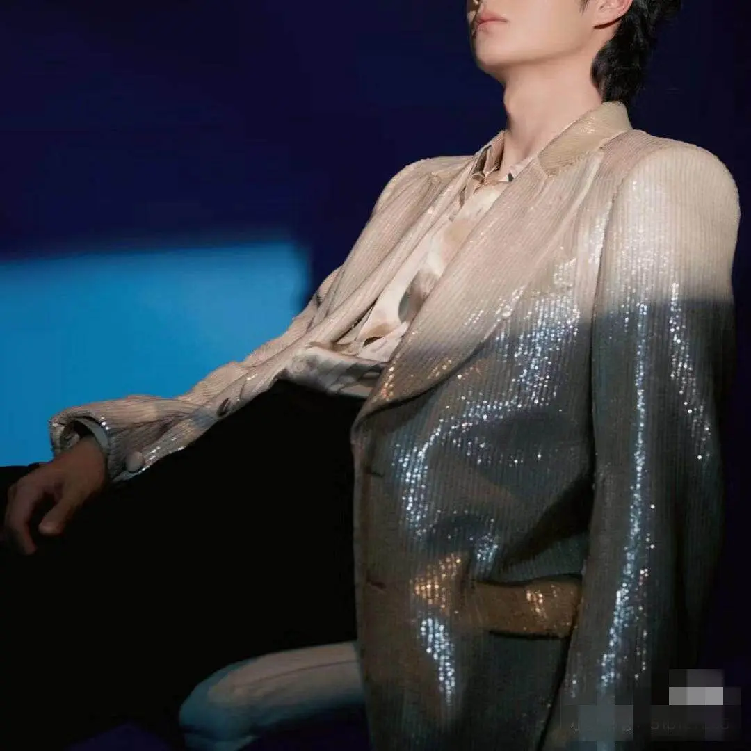 Sequined Suit For Men's Fashion Casual Luxury Jackets Bar Blazers Coats New Wedding Dress Personality Glisten Clothes Tide Men