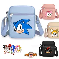 Soniced Mobile Phone Shoulder Bag Cute Anime Canvas Print Boy Girl Cartoon Street Casual Crossbody Small Handbag Case Party Gift