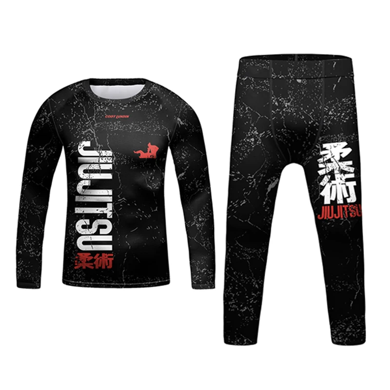 New Kid Jiu jitsu MMA Rashguard T-shirt+Pant+Shorts 3D Bjj Gi Kickboxing Jerseys Tight Boys Children Muay Thai Boxing Sportswear