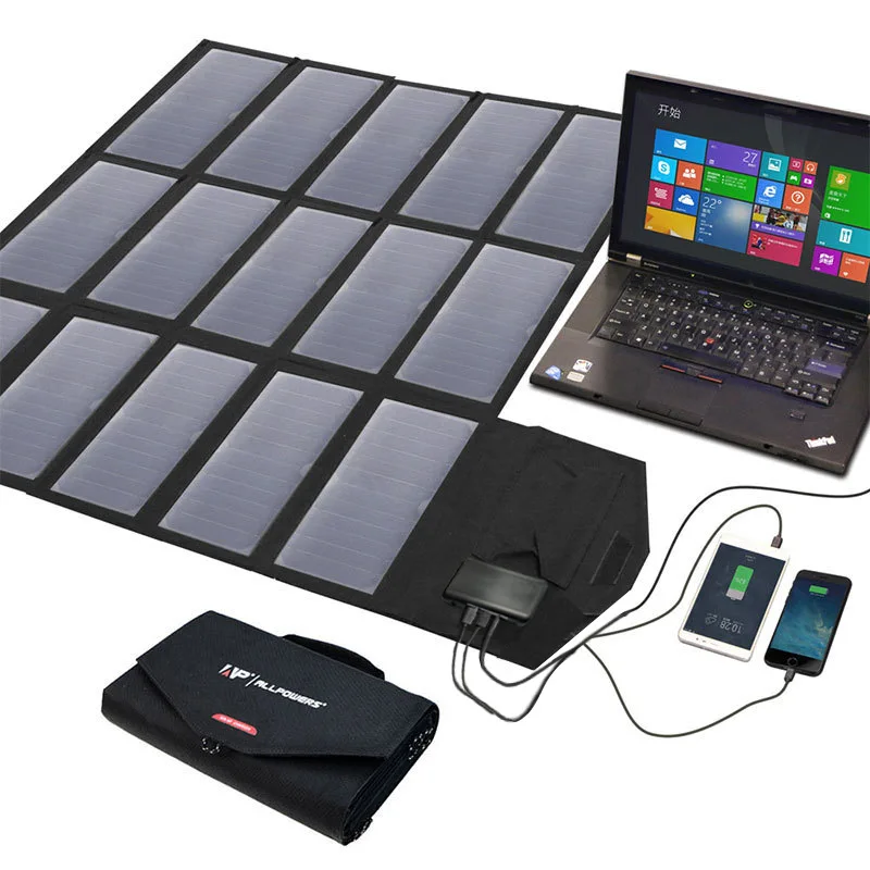 High power 100W notebook solar folding bag 12V5V load solar charger