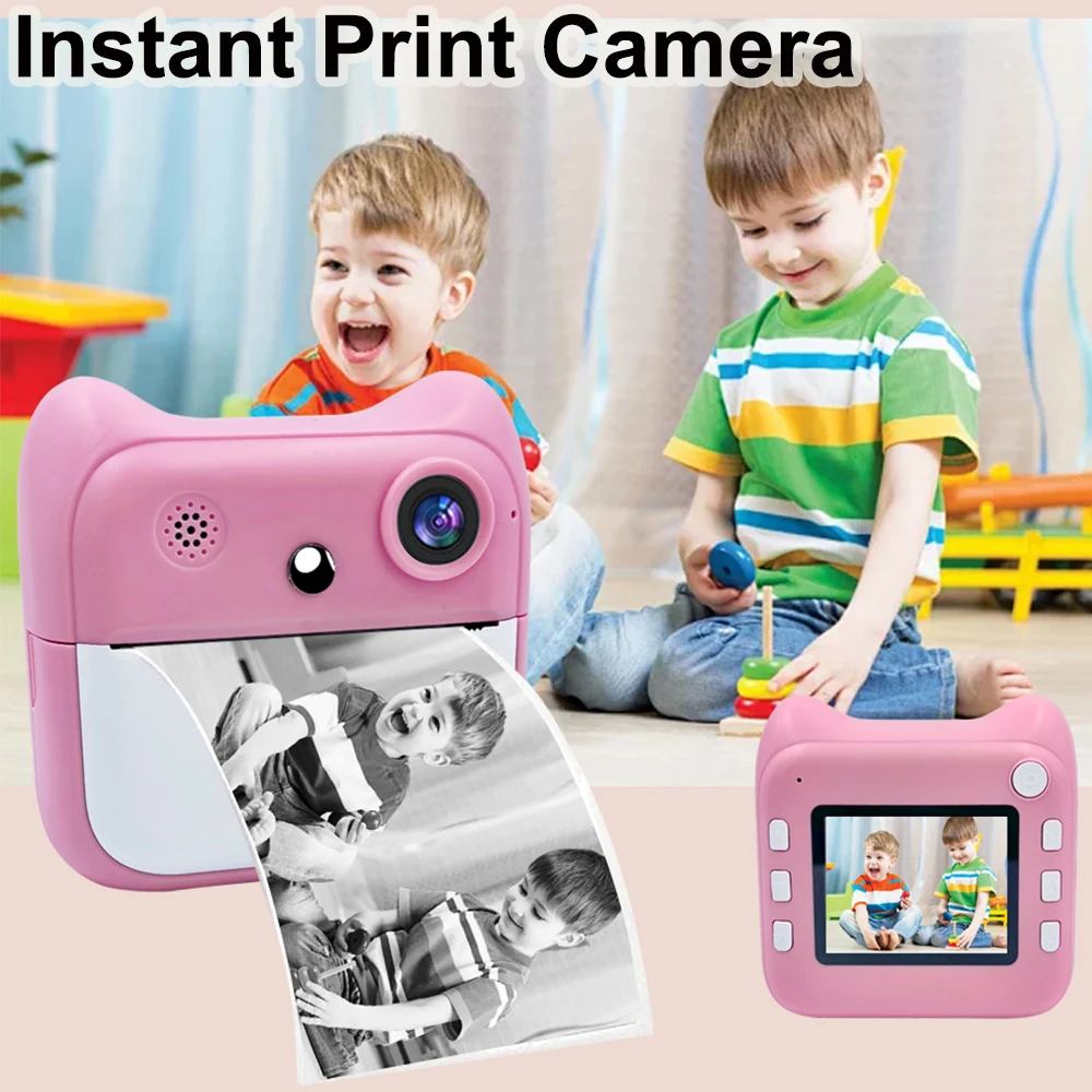 Kids Instant Camera Thermal No Ink Print Toy for Girls Boys Children Digital Mini Cameras for Photography Video Birthday Gift