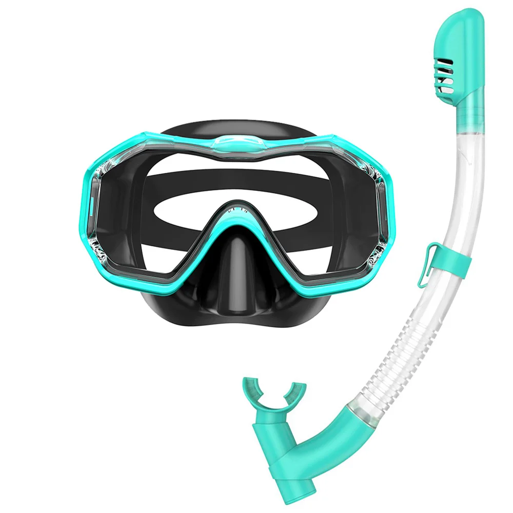 3 Windows Snorkel Mask Set Scuba Diving Swimming Goggles Panoramic Wide View HD Dry Top Anti-Leak Anti-Fog For Adults and Kids