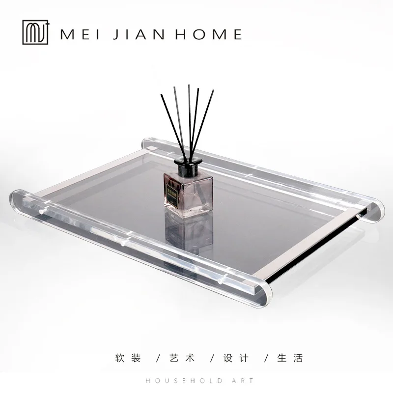 Simple And Modern Desktop Acrylic Metal Edge Frame Tray Sales Office Display Panel Entrance Model Room  Decoration Ornament