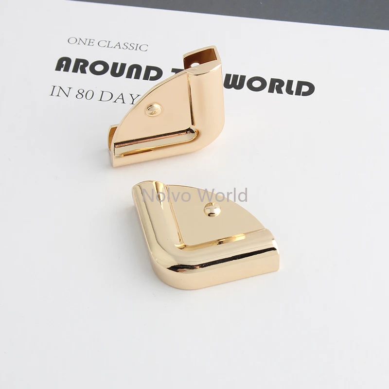 10/50/1000PCS 36x36mm Light Gold Metal Bag Corner Handbags Strap Cover Clasp Protector For Purse Decor End Clips Accessories