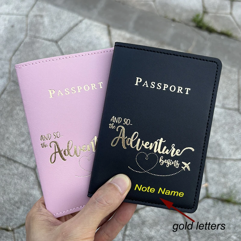 Nombres personalizados Fundas para pasaporte Cartera de viaje Pasaporte Funda personalizada con nombre dorado para pasaporte Nuevo diseño