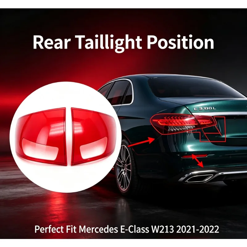 Moggic Tail Light Lens Cover For E-Class W213 2021-2022 Red Taillight Shell Inner Flat / Outer Curved