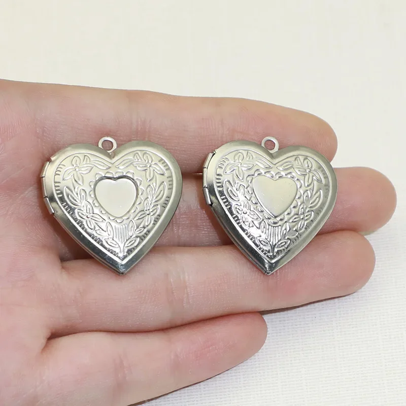 BoYuTe (20 Pieces/Lot) 316 Stainless Steel Heart Shaped Locket Pendant Can Open Photo Locket Diy Jewelry Accessories