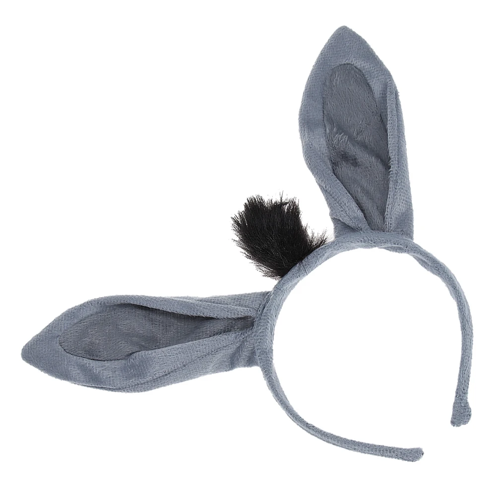 

Donkey Ear Headband Grey Prop Women Headdress Animal Ears Hair Accessory Girls Headbands Cartoon Character Play Party Carnival