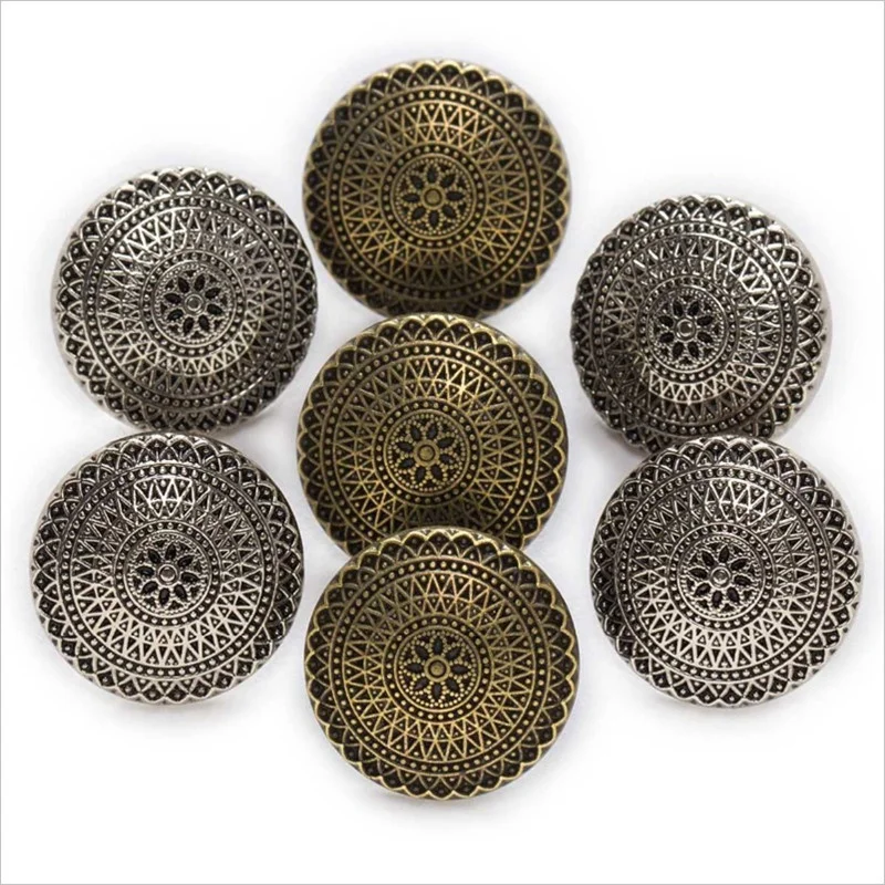 10pcs Vintage Pattern Metal Shank Buttons Coat Jacket Windbreaker Decorative For Clothing DIY Buttons Sewing & Knitting Supplies