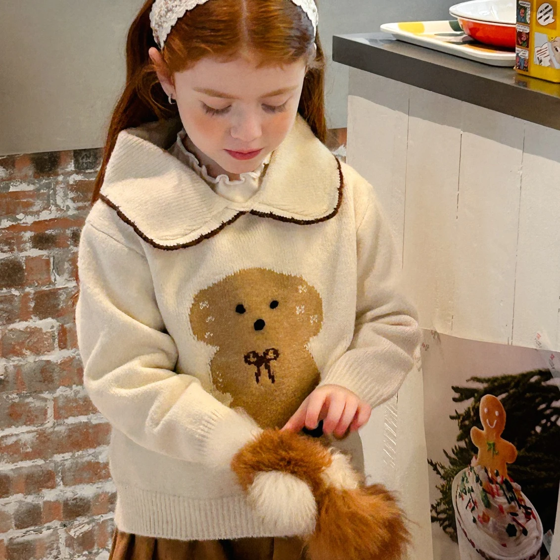 

Girls Sweater 2025 Autumn New Children's Clothing Korean Style Girl Baby Design Sense Round Neck Long Sleeve Knitted Sweater