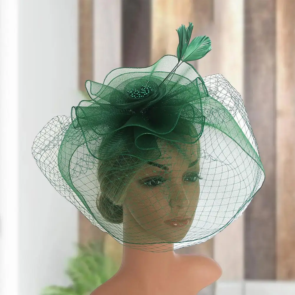 Chapeau Fascinateur de ixpour Femme, Vintage, Fleur, Maille, Résille, Plume, Sauna, Style Royal, Spectacle sur Scène, Décoration de Tête pour Mariage