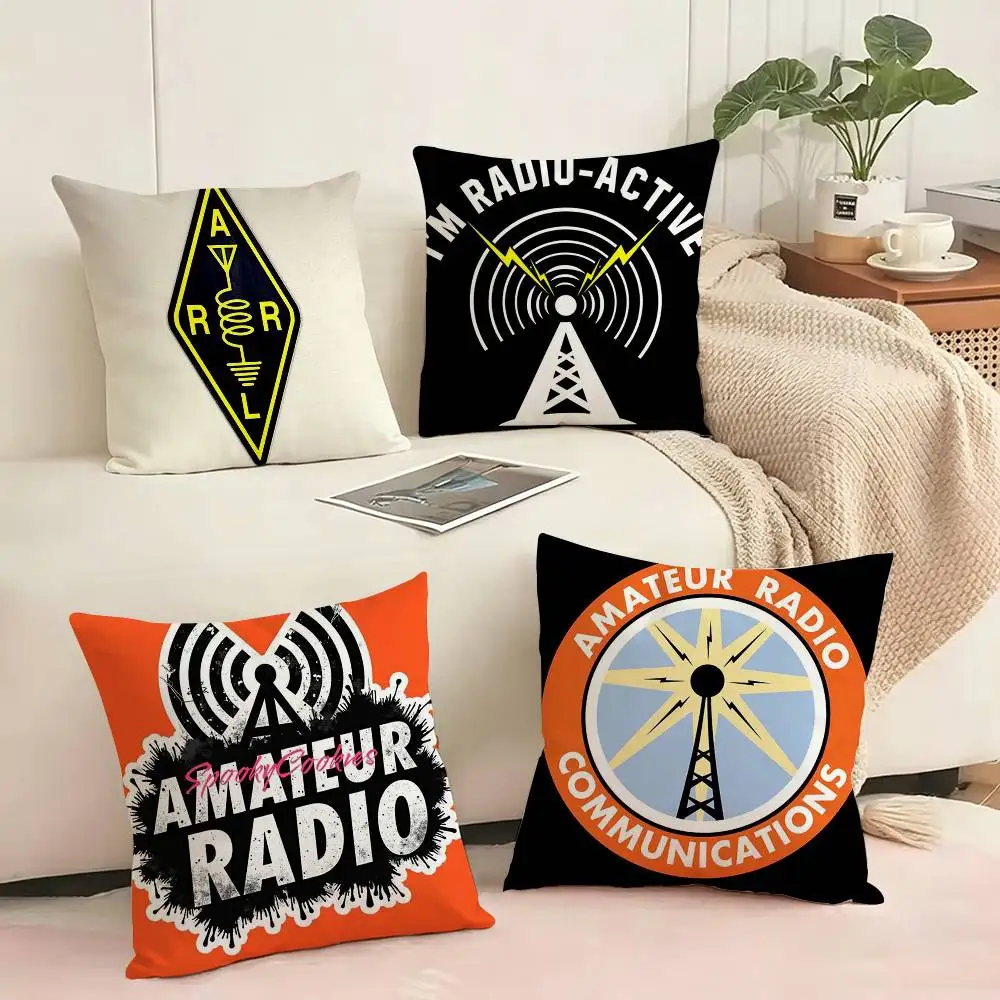 

A-Amateur R-Radio Square Double-Sided printed Pillow Case Bedroom Bedside Pillow Sofa Cushion Cover Gift