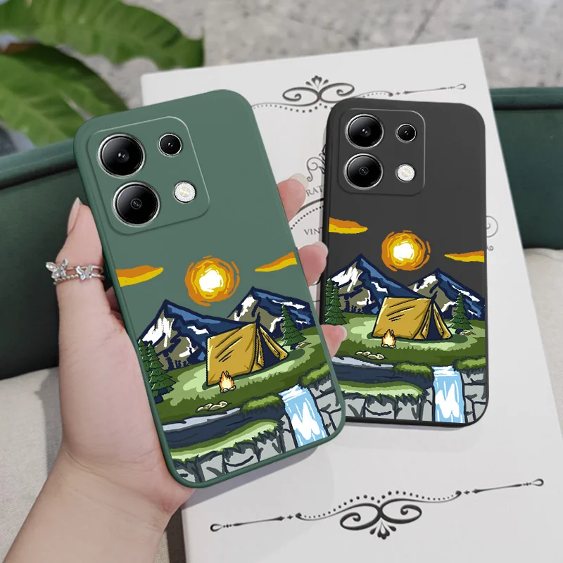 Valley Camping Phone Case For Xiaomi Redmi Note 13 12 12S 11 11S 10 10S 9 9S Pro Plus 4G 5G Liquid Silicone Cover image 5