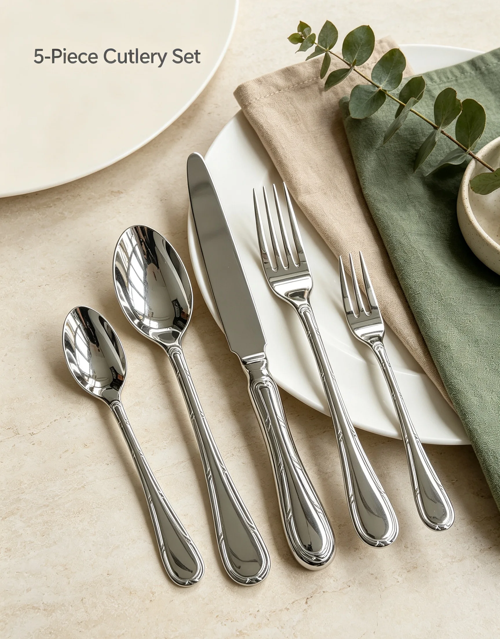 Classical Carved Handle 5Pcs Cutlery Set 304 420 Stainless Steel Flatware Thanksgiving Gift Tableware Box