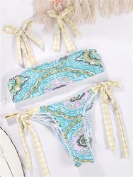 Miyouj Printed Bikinis Women's Two-Piece Swimsuits Sexy Swimwear Bandage Bathing Suit Patchwork Biquini Mujer Thongs Beach Wear