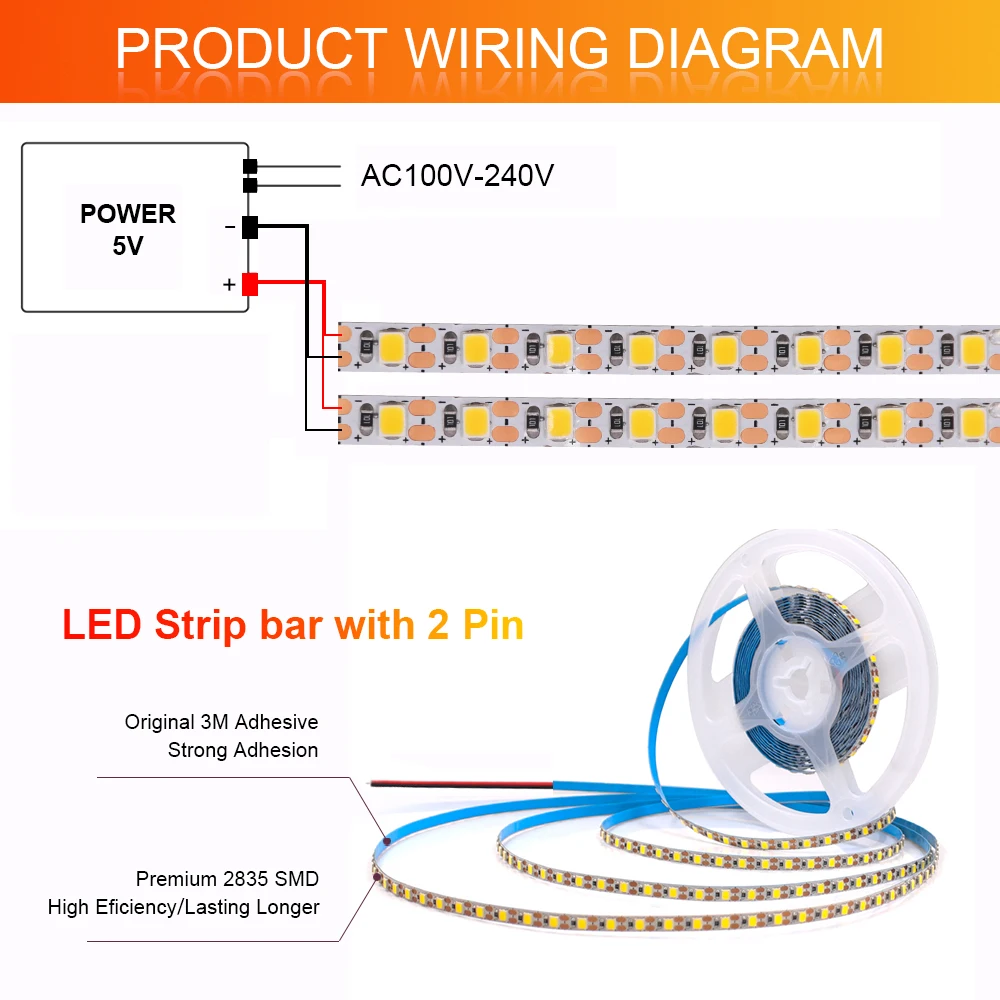 5V USB Led ストリップライト SMD 2835 3 ミリメートル 5 ミリメートル 8 ミリメートル PCB 幅ウォームナチュラルホワイト柔軟な照明リボンテープテレビの背景の部屋の装飾