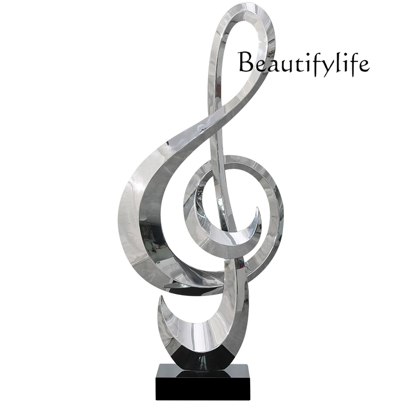 

Hotel lobby front desk abstract sculpture club music stainless steel handicrafts villa living room floor ornament