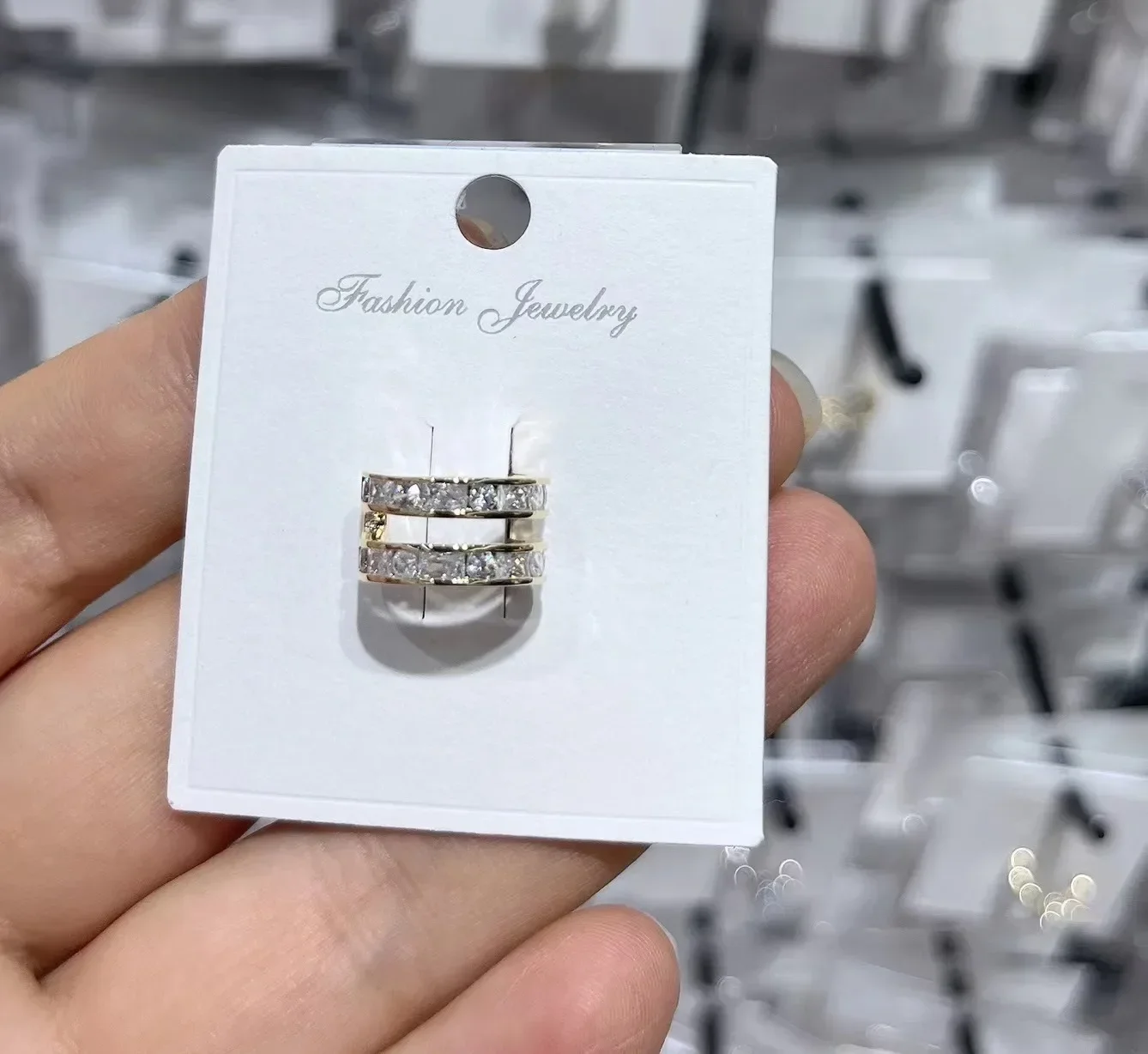 French Style Small Exquisite Double-Layer Zircon Semicircle Ear Clip Light Luxury High Sense Non-Pierced Earrings