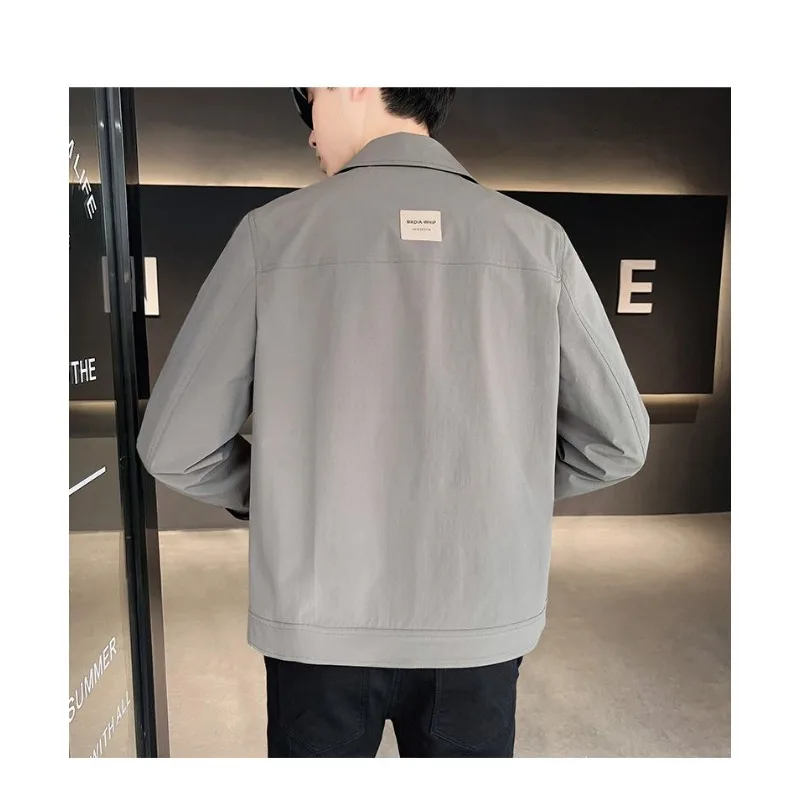 Autumn and Winter Korean Style Solid Color Lapel Jacket Men's Casual All-match Coat Button Cardigan Lapel Top