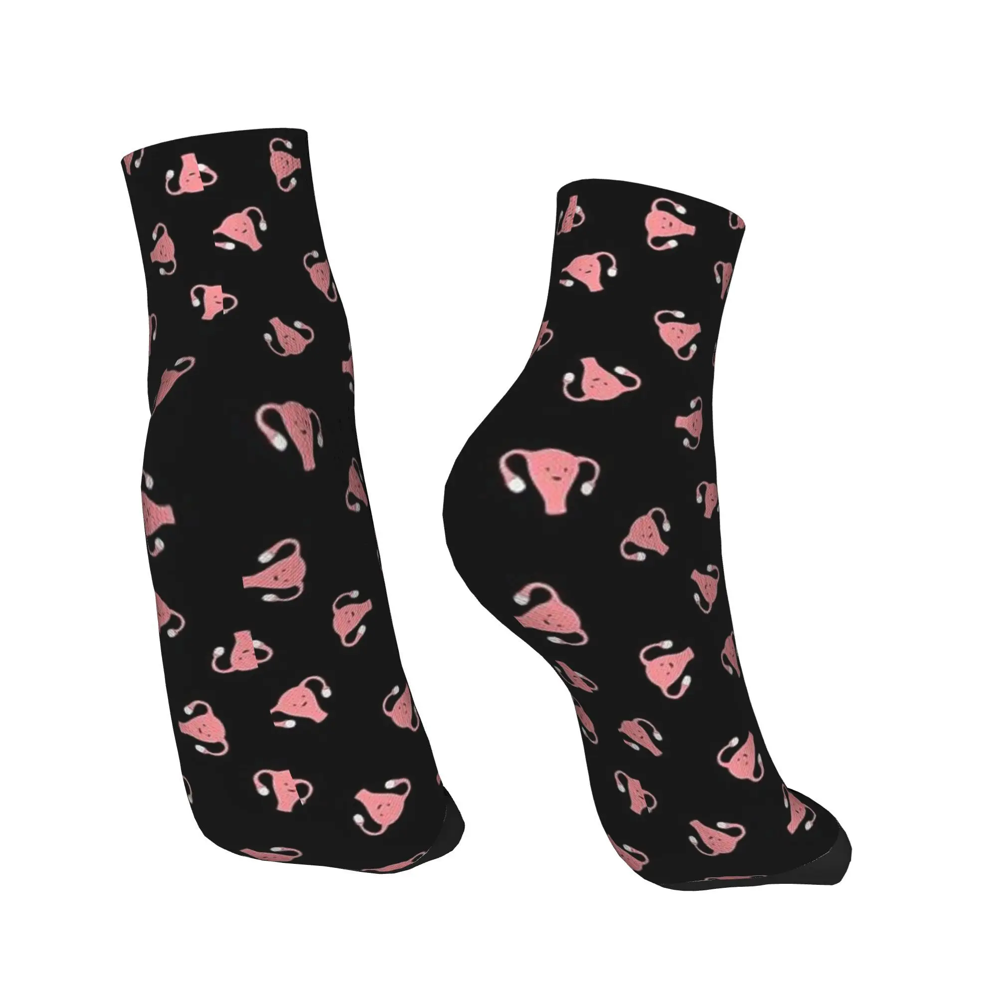 All Seasons Crazy Happy Uterus en negro, calcetines de repetición pequeña, calcetines deportivos Harajuku de tubo medio, medias suaves de Hip Hop para hombres y mujeres