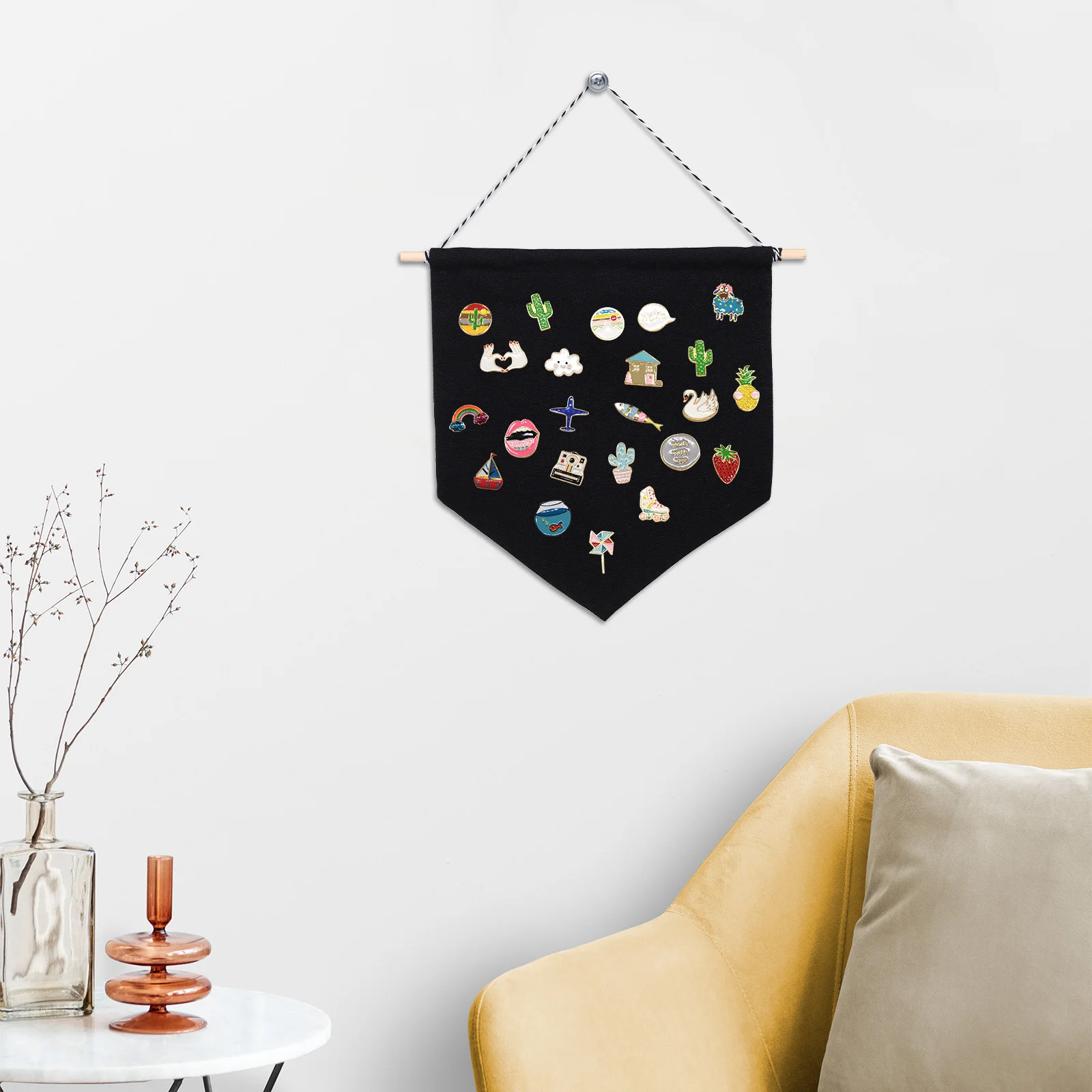 

Wall Banner Pin Display Canvas Plain Blank Enamel Lapel Flags Pennant Hanging Decor Brooch Storage Teaching Tools