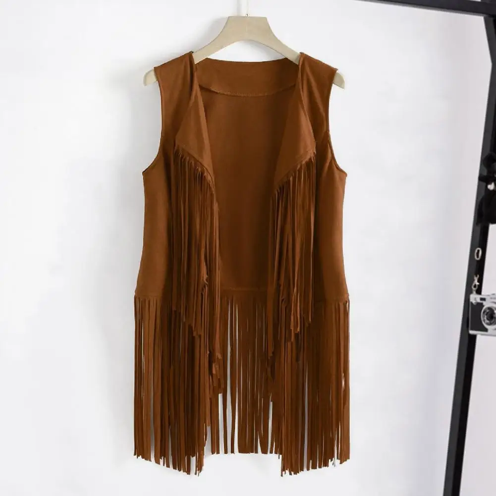 

Sleeveless Fringe Cardigan Sleeveless Vest Vintage Western Cowboy Cosplay Sleeveless Women's Waistcoat Fringed for Stage