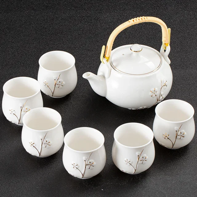 7 unids/set exquisitos juegos de té de cerámica hervidores hechos a mano tazas de té tetera de porcelana vajilla china juego de ceremonia del té