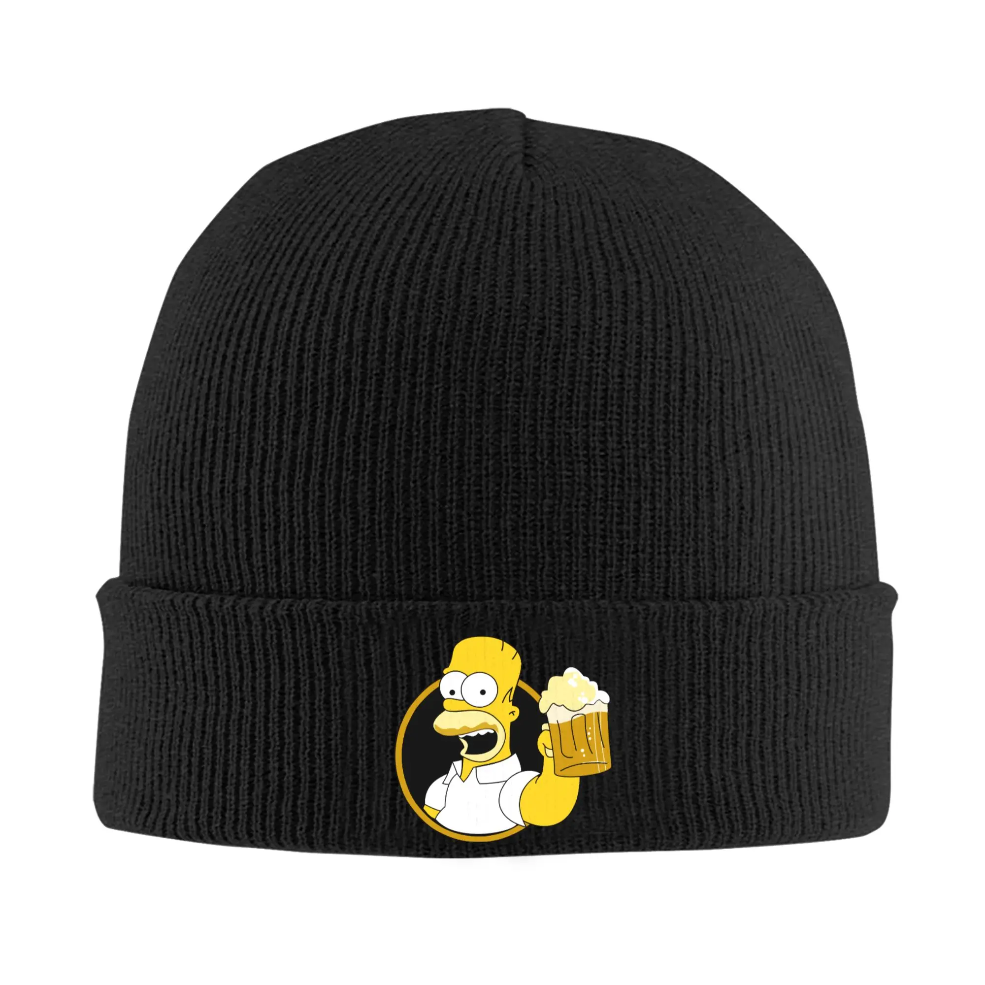 Cartoon S-Simpsons Knitted Hat for Women Men Beanies Autumn Winter Hat  Hip Hop Melon Cap