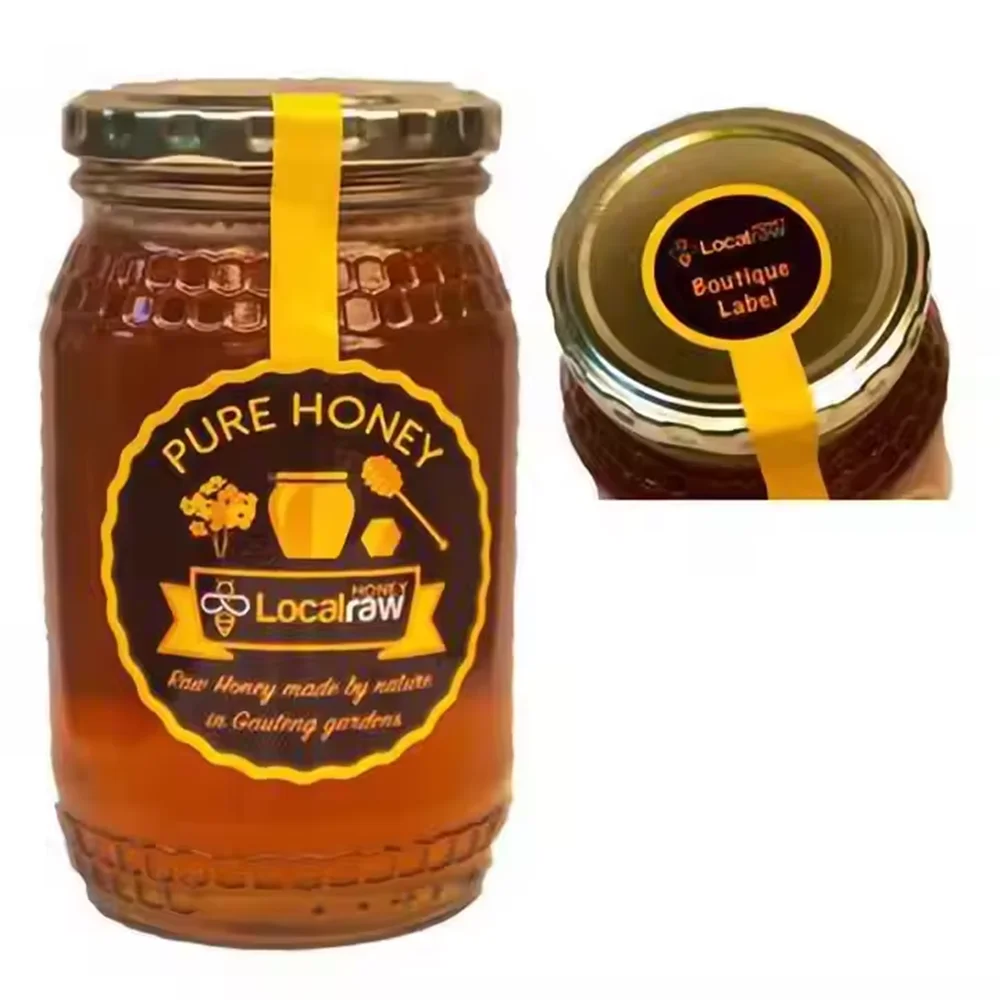 Honey Jar Seal Labels | Custom Logo Printing | Waterproof Adhesive | Food & Jam Bottle Stickers