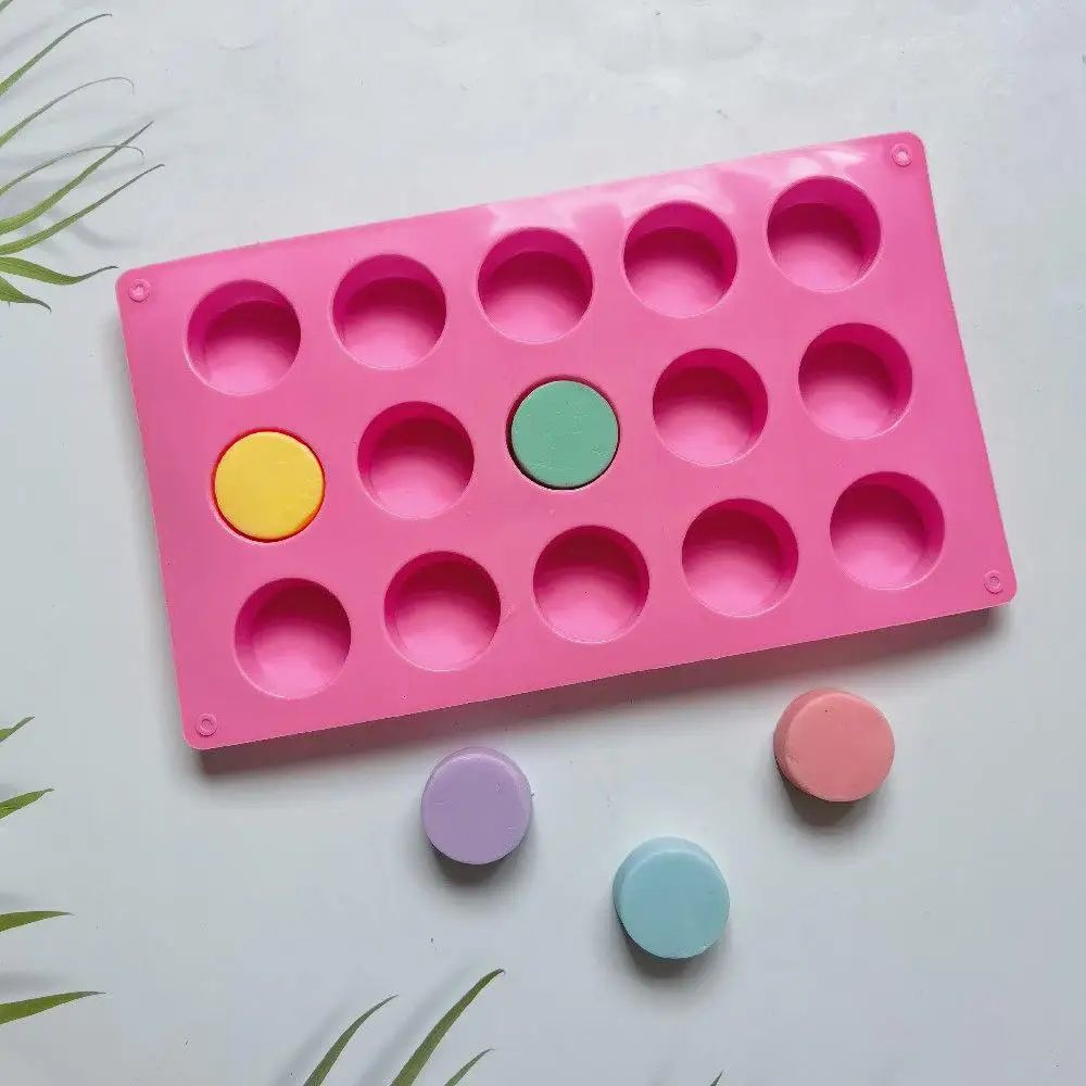 15-Cavity ซิลิโคนแม่พิมพ์รอบวงกลมรูปร่าง Fondant เค้กเบเกอรี่เครื่องมือ Candy Jelly DIY แม่พิมพ์สบู่ Handmade แม่พิมพ์อุปกรณ์