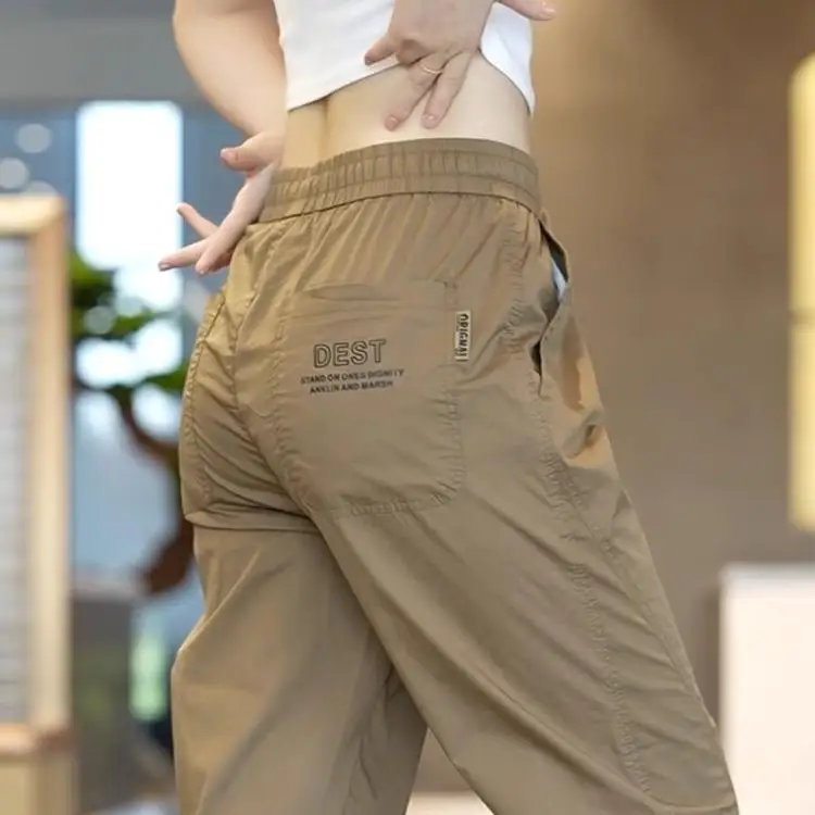 

Мужские ультратонкие повседневные брюки из ледяного шелка: дышащие, износостойкие, для стройплощадки, офиса и отдыха, летние