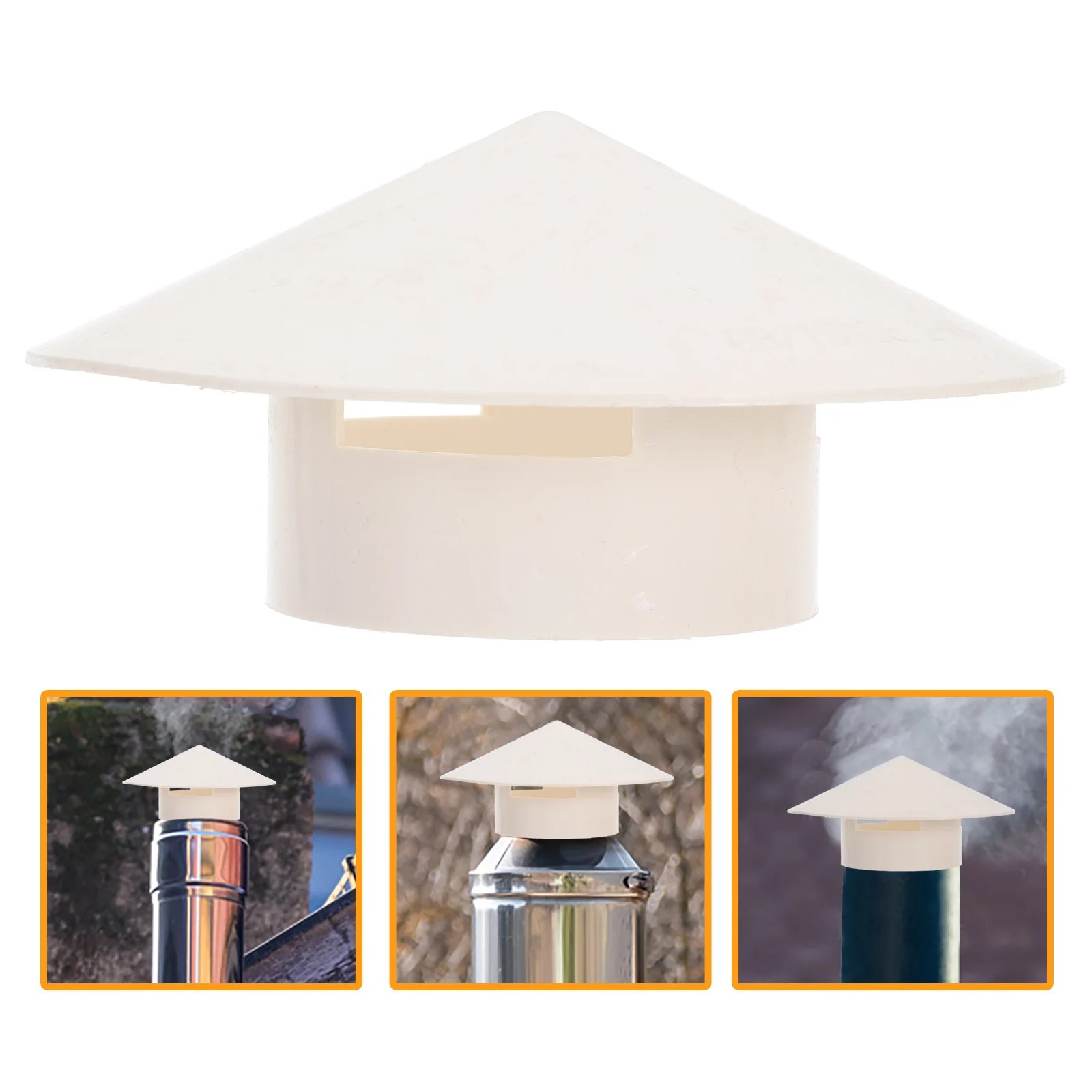 

PVC Rainproof Smokestack Cap Roof Chimney Cover Windproof Snowproof Fireplace Exhaust Pipe Protector