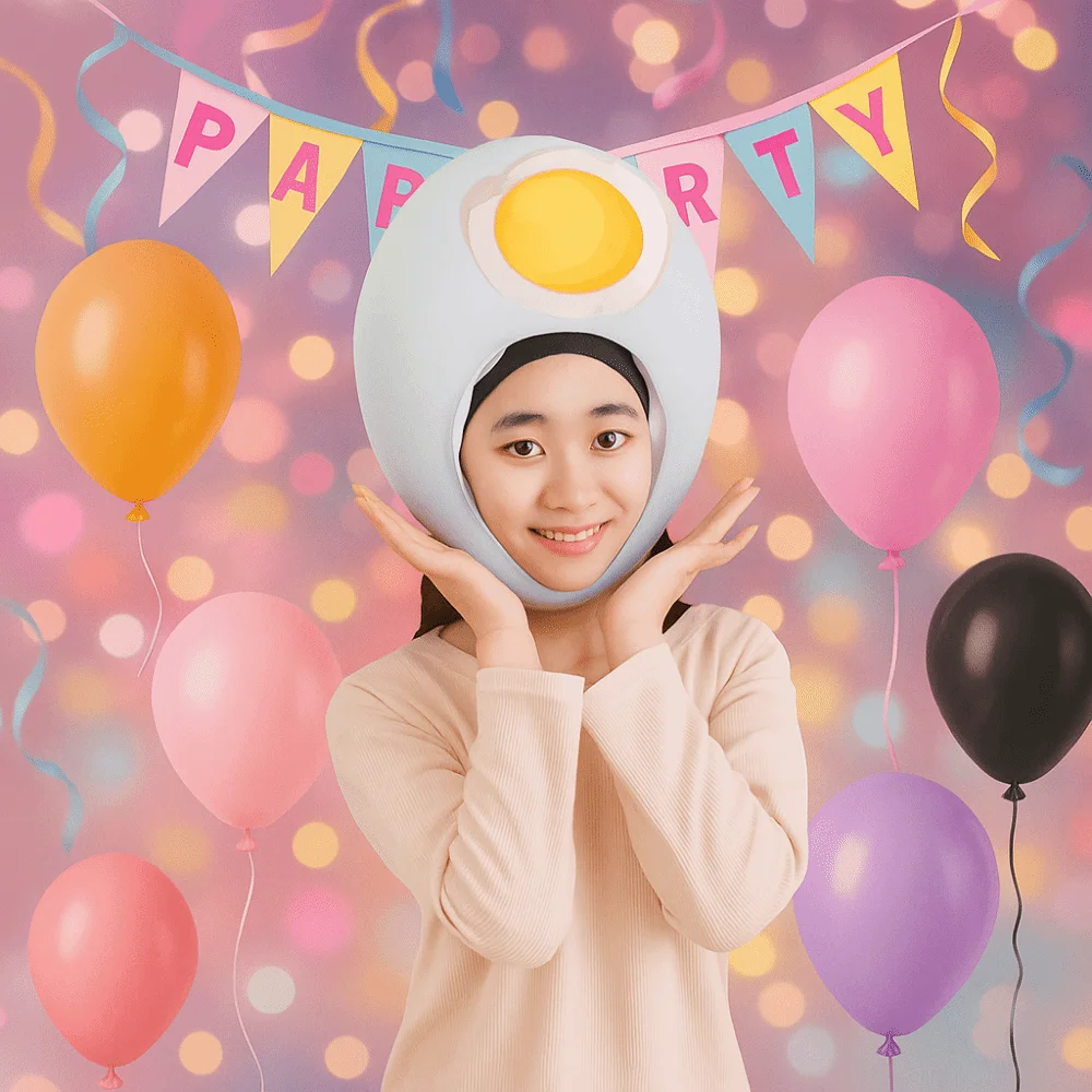 غطاء رأس بيضة البط القطيفة المتين، غطاء رأس قطيفة مضحك وفريد من نوعه، غطاء رأس كرتوني ناعم ومريح للحفلات التنكرية #5