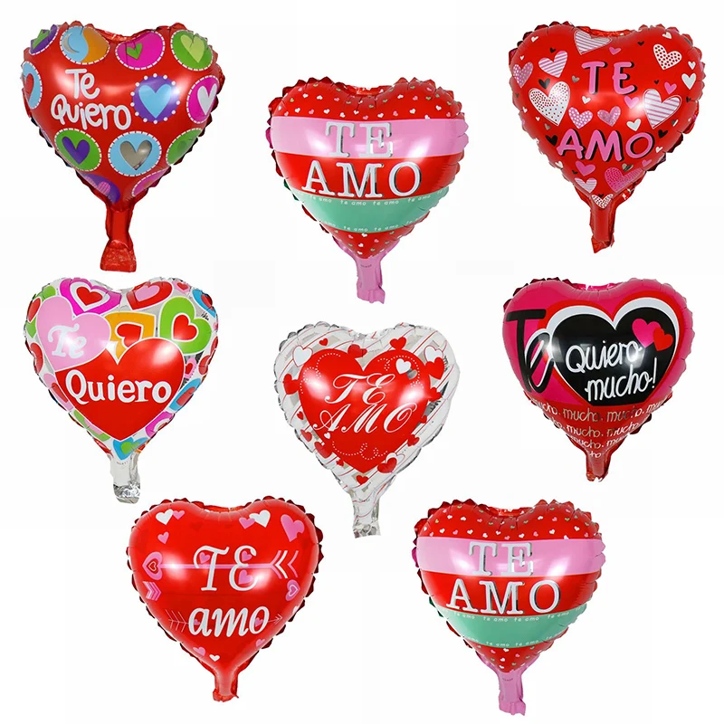 20 piezas 10 pulgadas TE AMO español te amo Globos de aluminio forma de corazón Globos de helio Día de San Valentín Bola de decoración para fiesta de boda
