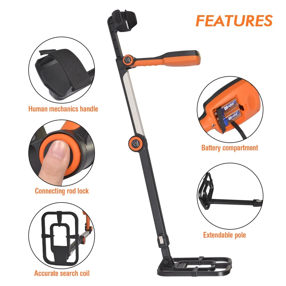 TX630 TX640 Foldable Metal Detector Gold Mine Treasure Hunting Detector Pinpoint Target ID Cursor LCD Display