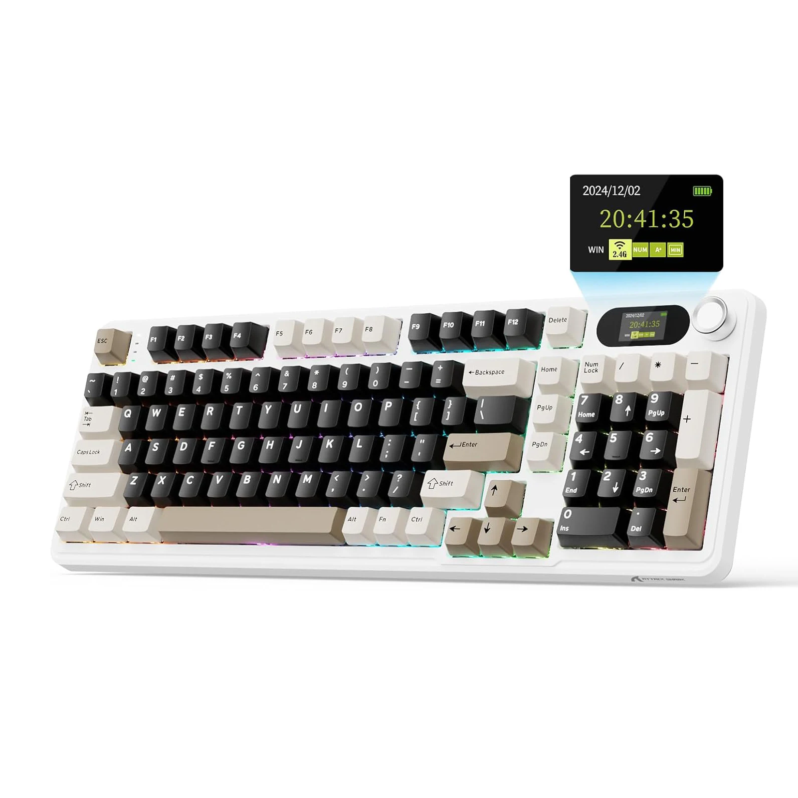 ATTACK SHARK X98Pro Wireless Mechanical Keyboard with Screen & Knob, Tri-mode Gasket Hot Swappable RGB  Keyboard, Web Driver
