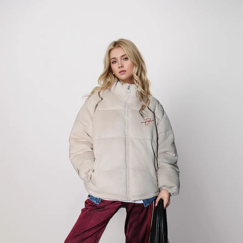 

Fahion Women's Padded Coat Printed Solid Stand Collar Zipper Fly Lady's Parka Jacket Minimalist Casual Jacket For Female