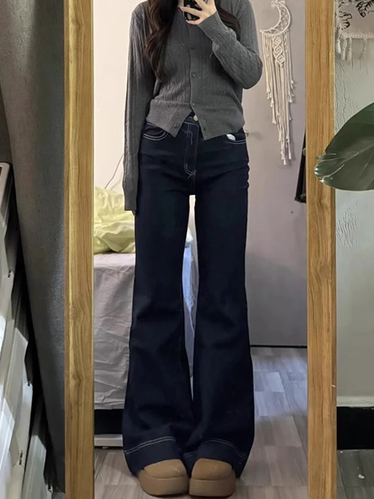 

High Waist Flared Jeans Women's Loose Fit Straight Leg Floor Length Wide Leg Pants Spring New Style Casual Wear Denim