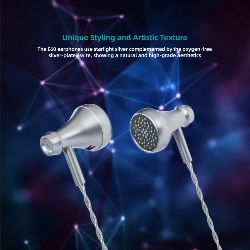 AOSHIDA E60 14,2mm diafragma patentado controlador dinámico auriculares planos calidad HiFi enchufable 4,4 + 3,5mm reemplazable