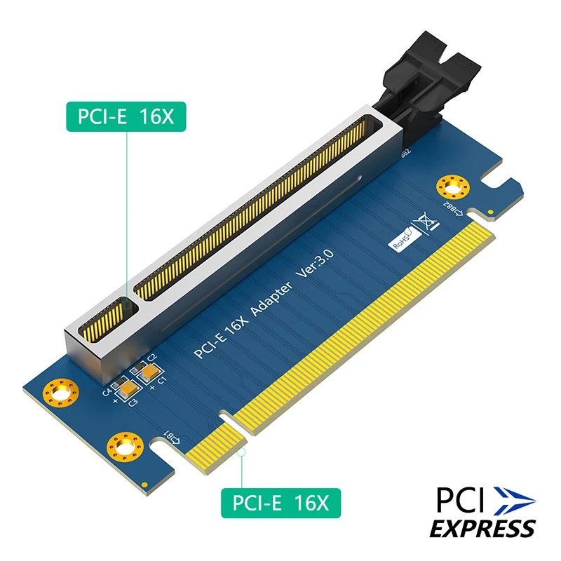 PCIE X16 to x16 Converter PCI-E PCI Express 3.0 8Gb 16X lot Male to Female Adapter 90 Degree High Speed Riser Card for 2U Server