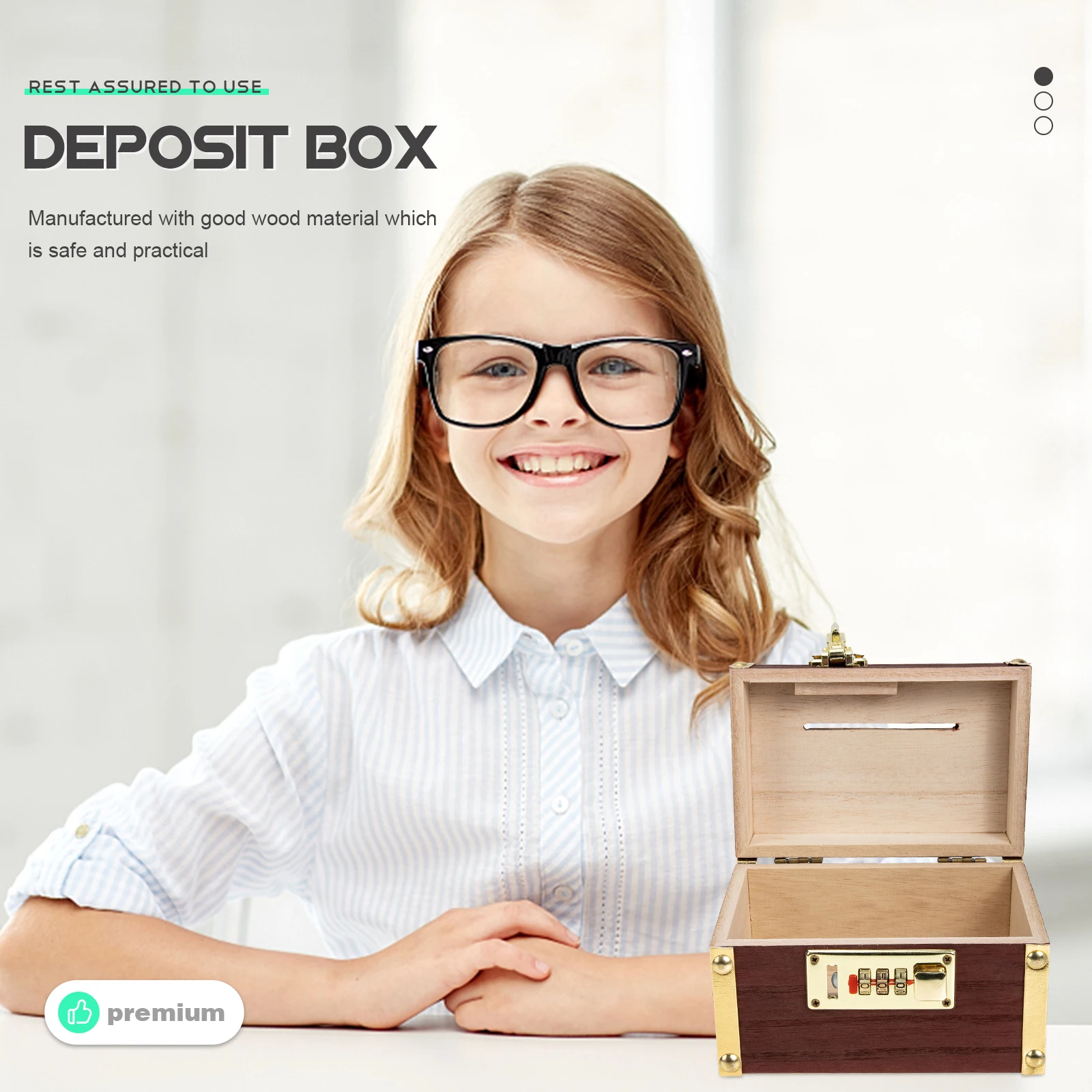 

Vintage Coin Bank Treasure Holder Exquisite Shape Fine Workmanship Bright Decor Gift Treasure Box with Lock