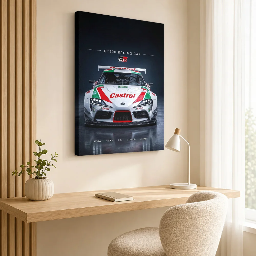 Sleek race Sports  GT500 Car Canvas Poster Customized Photo Retro Automotive Canvas Wall Art for Game Room Decor Ready to Hang