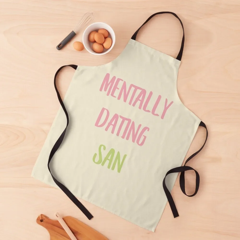 

Mentally dating ATEEZ San typography Apron women's kitchens beauty master Chef Uniform Women kitchen and home Apron