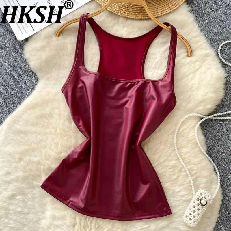 

HKSH Новый летний женский сексуальный горячий жилет с квадратным вырезом без рукавов, однотонная уличная одежда, индивидуальный простой стиль, шикарная майка HK8173