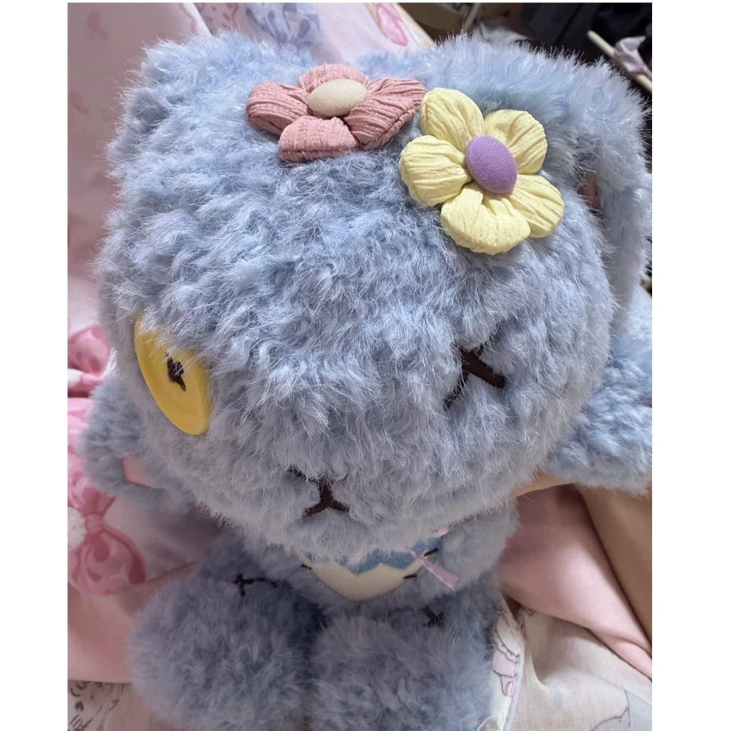 Plushiedreadfuls Pink Plush Bunny Rose Heart Stuffed Animal Trendy Collectible Toy Romantic Gift For Girlfriend Valentine Decor