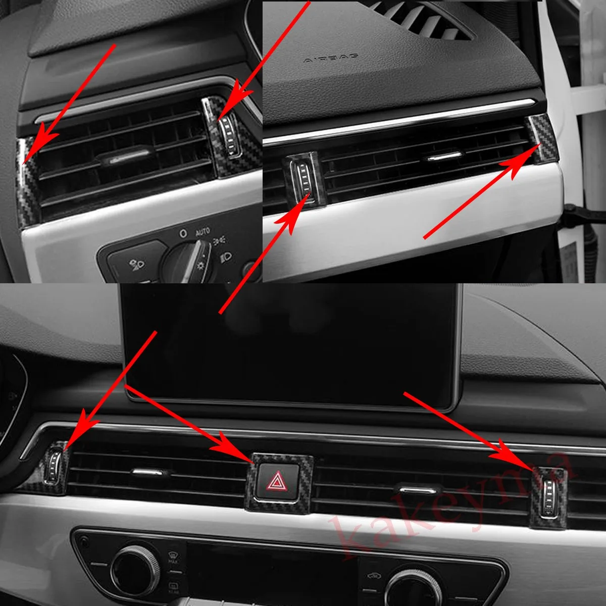 Accessories For Audi A5 A4 A4L B9 2017 2018 2019 2020 Dashboard Air Vent Outlet Cover Frame Trims 7PCS