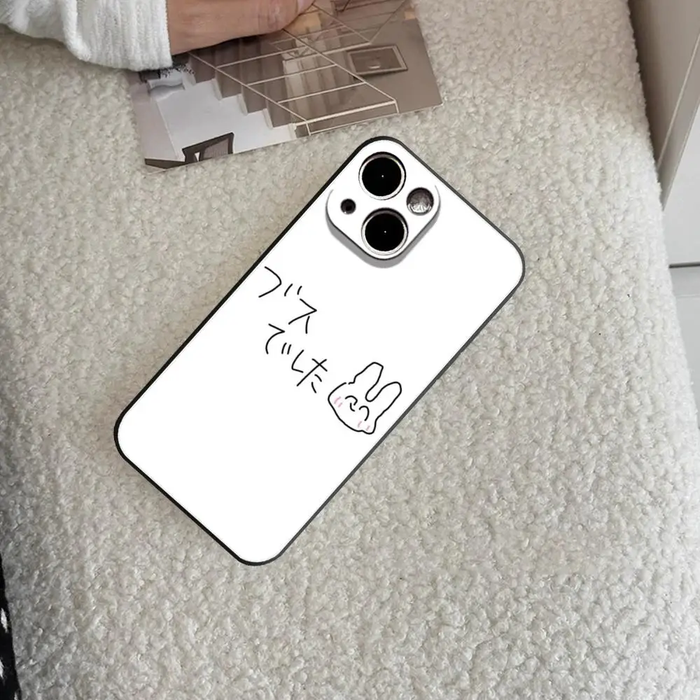 Cute Cartoon Rabbit Phone Case FOR IPhone 15 pro max 14 11 12 Pro 15 16 Plus 13 Pro MAX XR XS Black Soft Covers