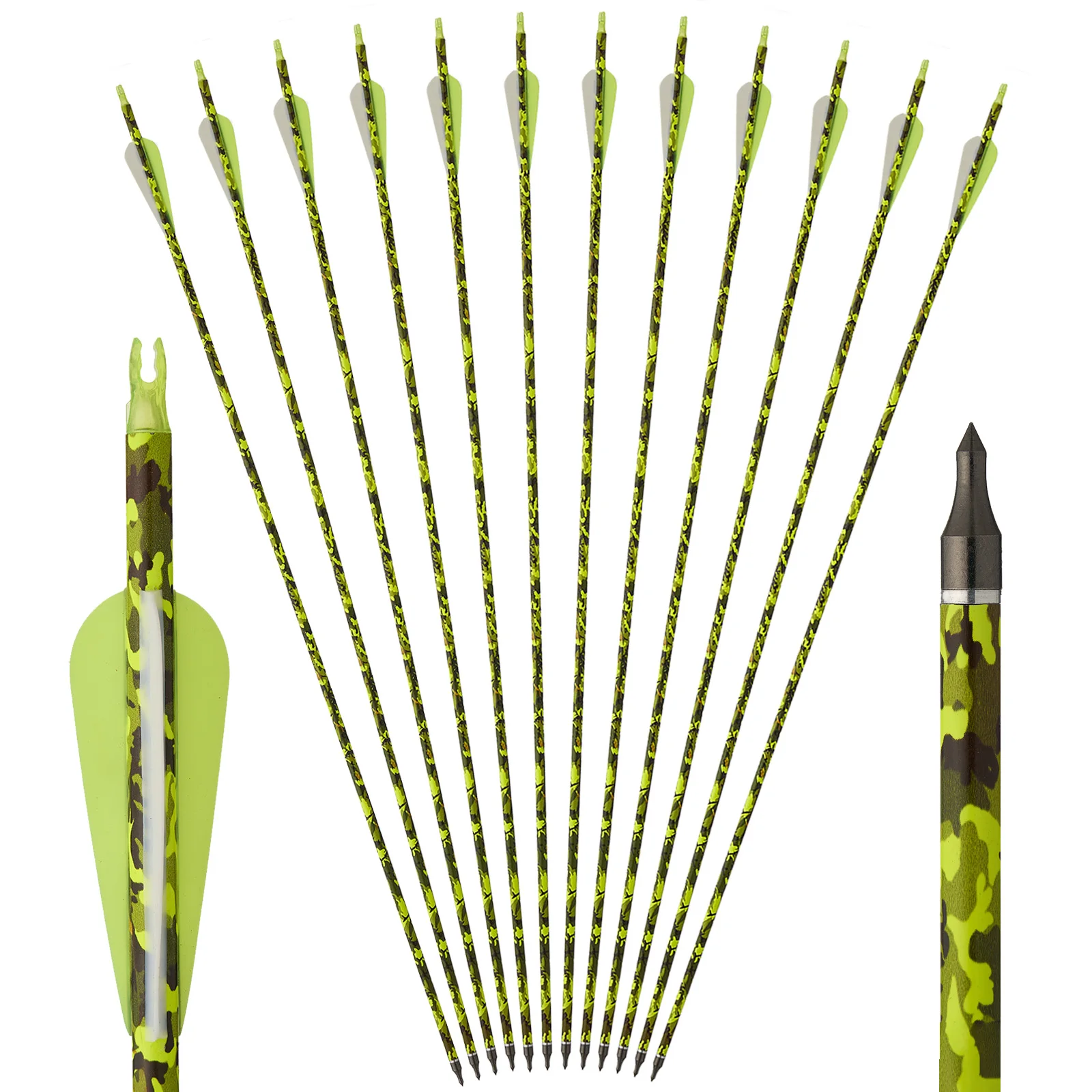 Toparchery 31.5Inch Mixed Carbon Arrows ID 6.2mm Plastic Feather Outdoor Target Hunting and Shooting