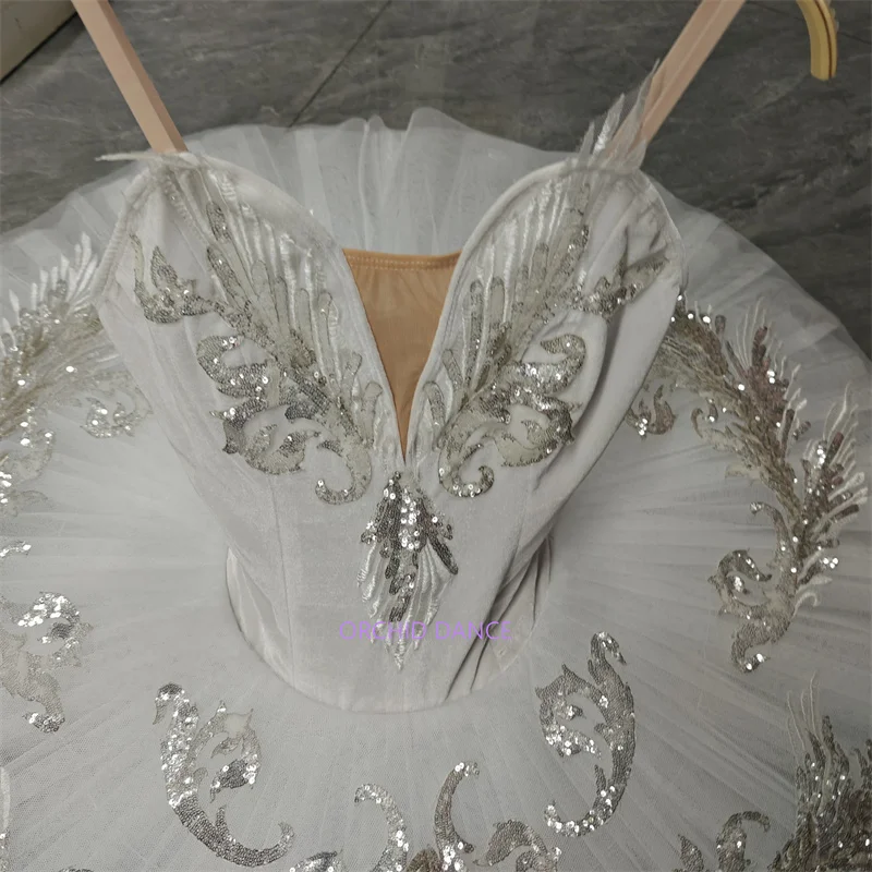 High Quality Custom Size 7 Layers Kids Girls Women Adult Ballet Dance Performance Wear Velvet White Swan Lake Tutu Costumes
